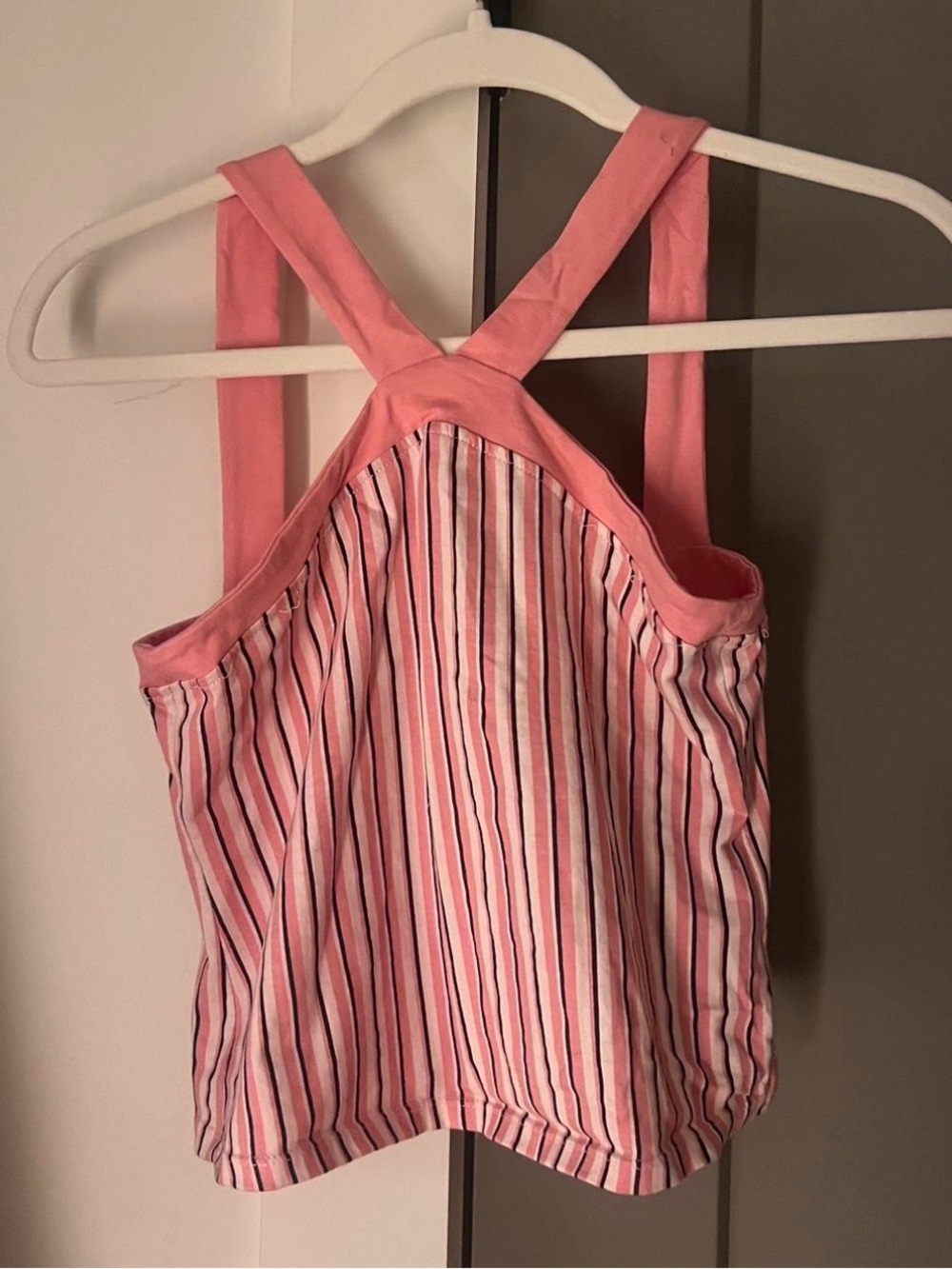 Pink Striped Cross-Back Women’s Tank Top